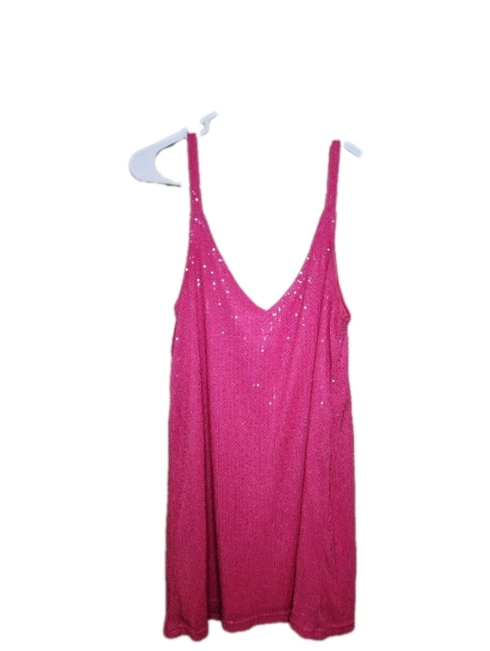 Hot Pink Sequin Sleeveless Tunic Mini Dress Size Large